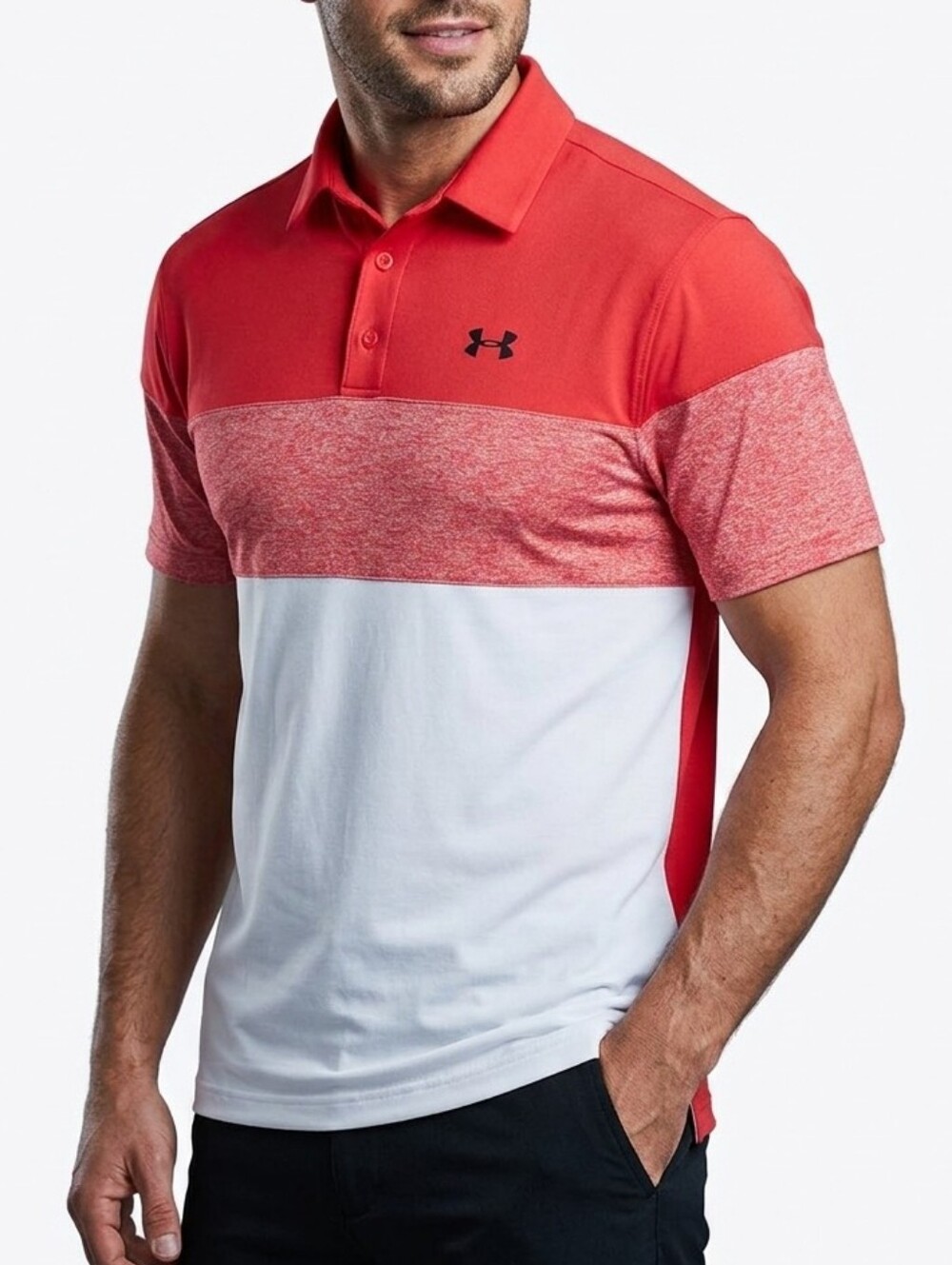 Under Armour Mens Playoff Polo Golf Shirt Large Red Short Sleeve Collar Buttons